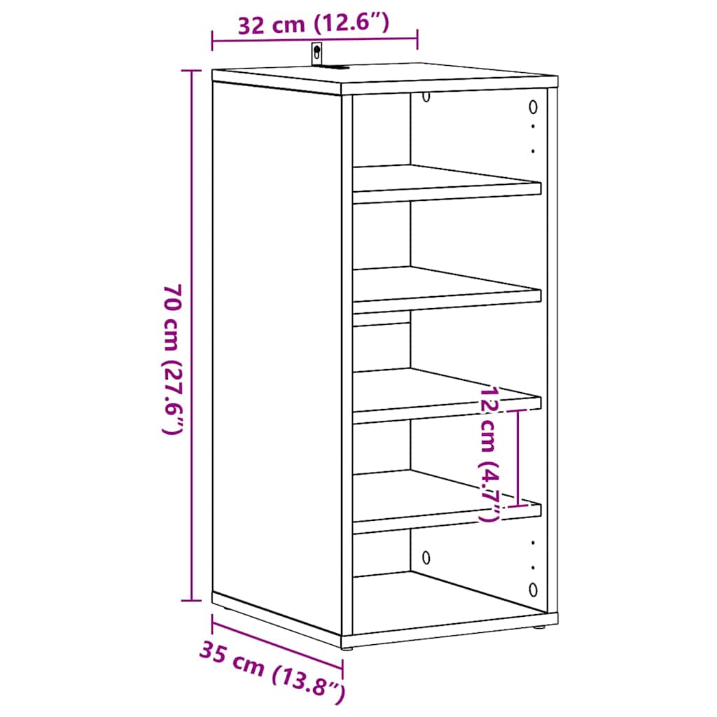 Cipőszekrény 2 db 32 x 35 x 70 cm Szerelt Fa Fekete tölgy