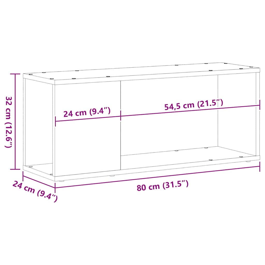 TV szekrény garnitúra 80 x 24 x 32 cm Fekete tölgy Szerelt Fa