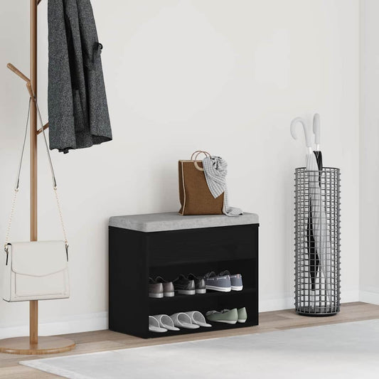Cipőpad polcokkal Fekete tölgy 60 x 30 x 45 cm Faanyag