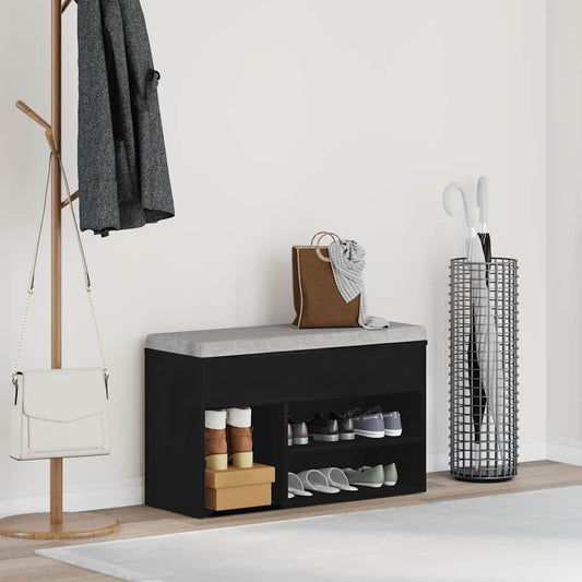 Cipőpad polcokkal Fekete tölgy 80 x 30 x 45 cm Faanyag
