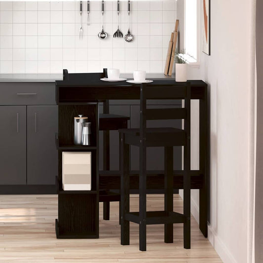 Bárasztal polcokkal Fekete tölgy 100 x 48 x 101,5 cm Faanyag