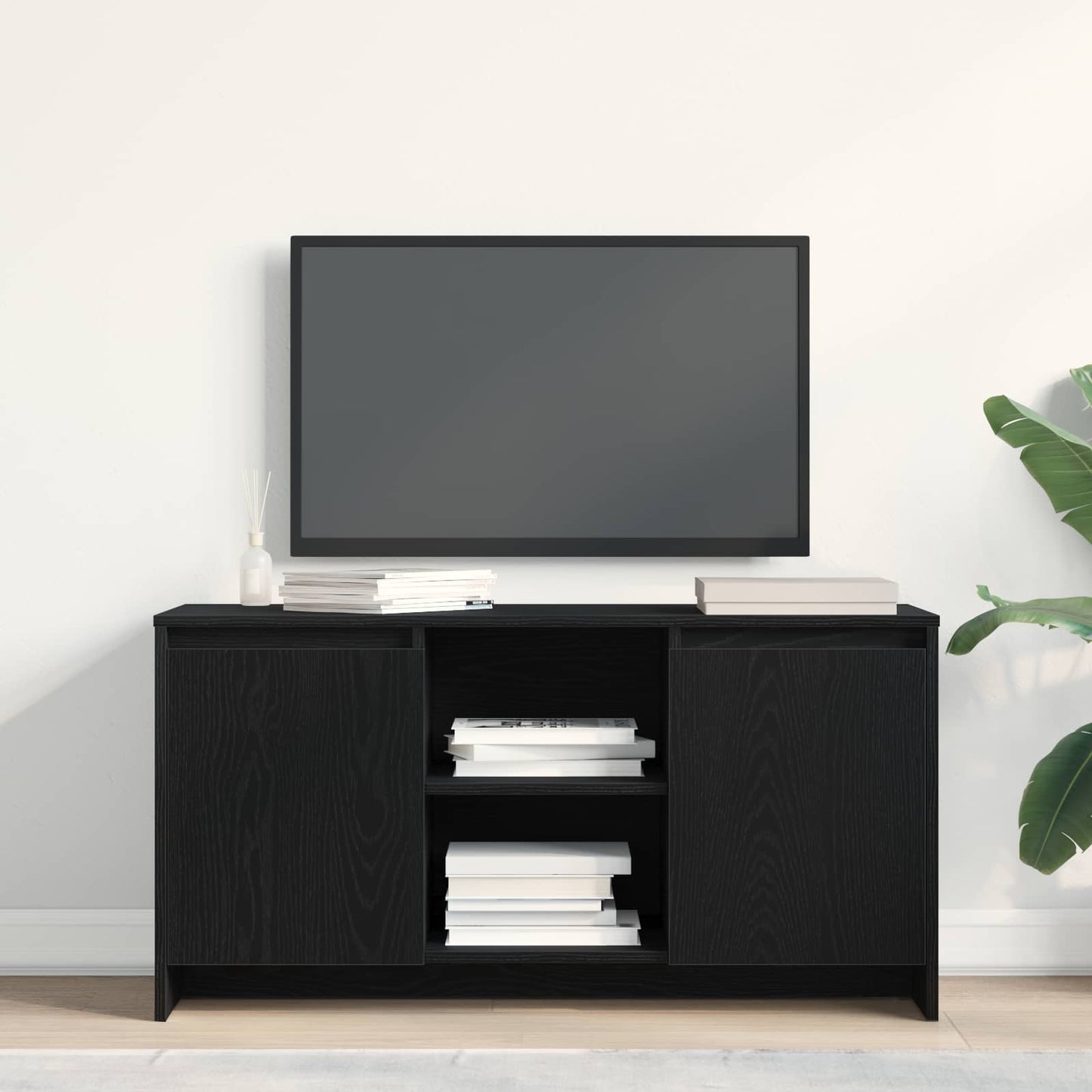 TV szekrény 102 x 37,5 x 52,5 cm Fekete tölgy Szerelt Fa
