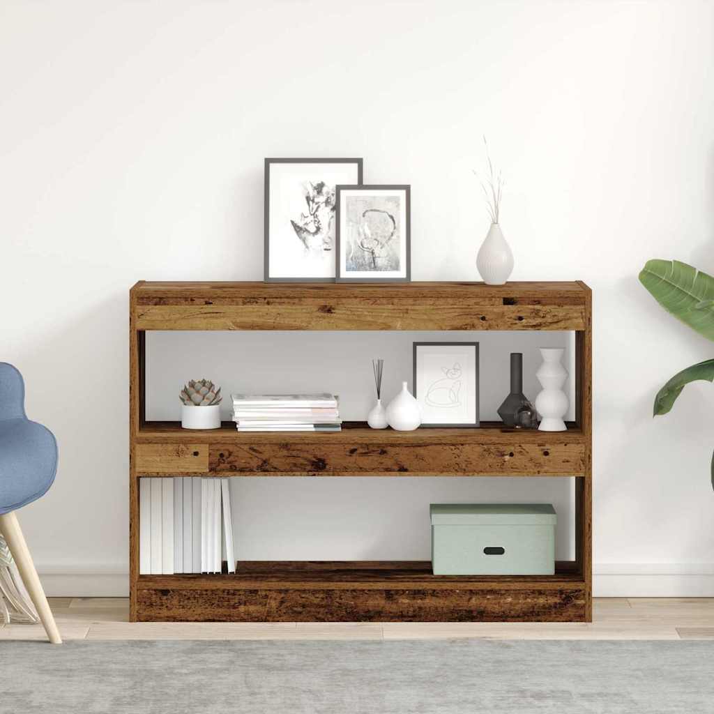 Könyvszekrény 2 szintes 100 x 30 x 72 cm Szerelt Fa Régi fa