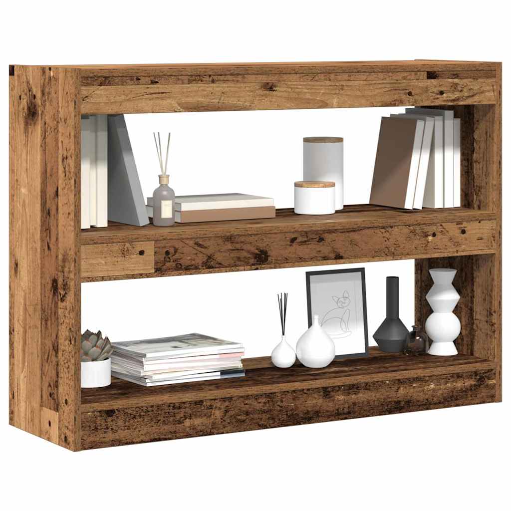 Könyvszekrény 2 szintes 100 x 30 x 72 cm Szerelt Fa Régi fa