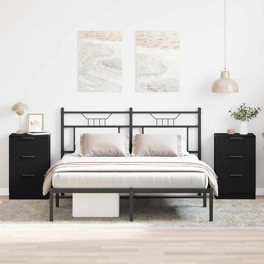 Éjjeliszekrény 2 pcs Fekete tölgy 40 x 65 x 65 cm Faanyag