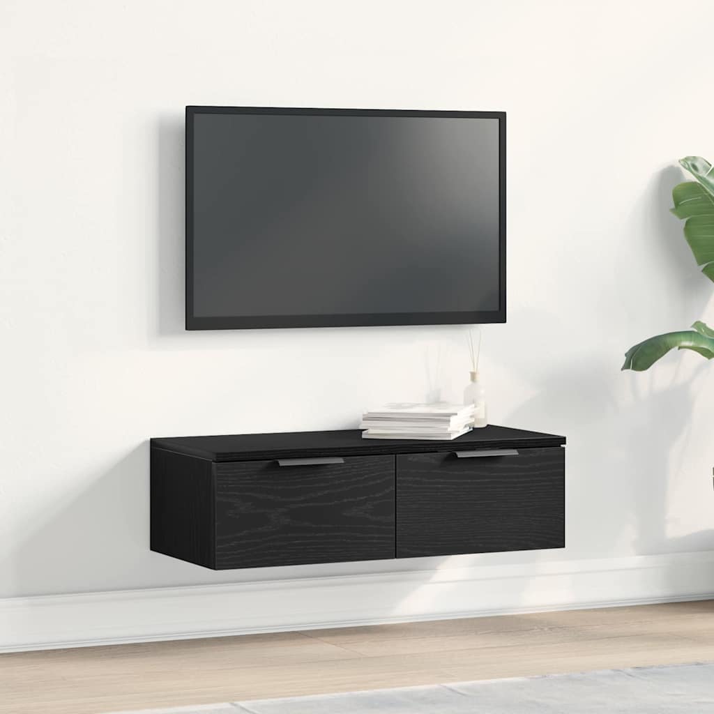 Fali Szekrény fiókkal Fekete tölgy 68 x 30 x 20 cm Szerelt Fa