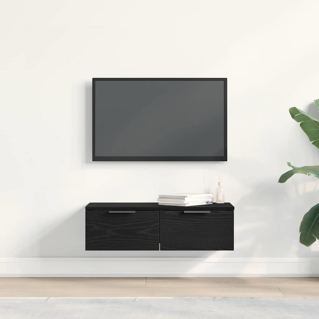 Fali Szekrény fiókkal Fekete tölgy 68 x 30 x 20 cm Szerelt Fa