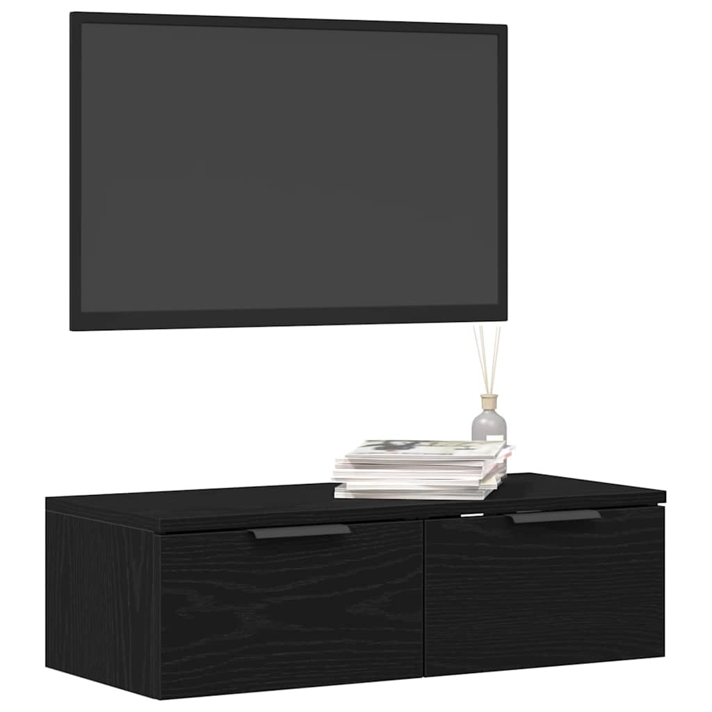 Fali Szekrény fiókkal Fekete tölgy 68 x 30 x 20 cm Szerelt Fa