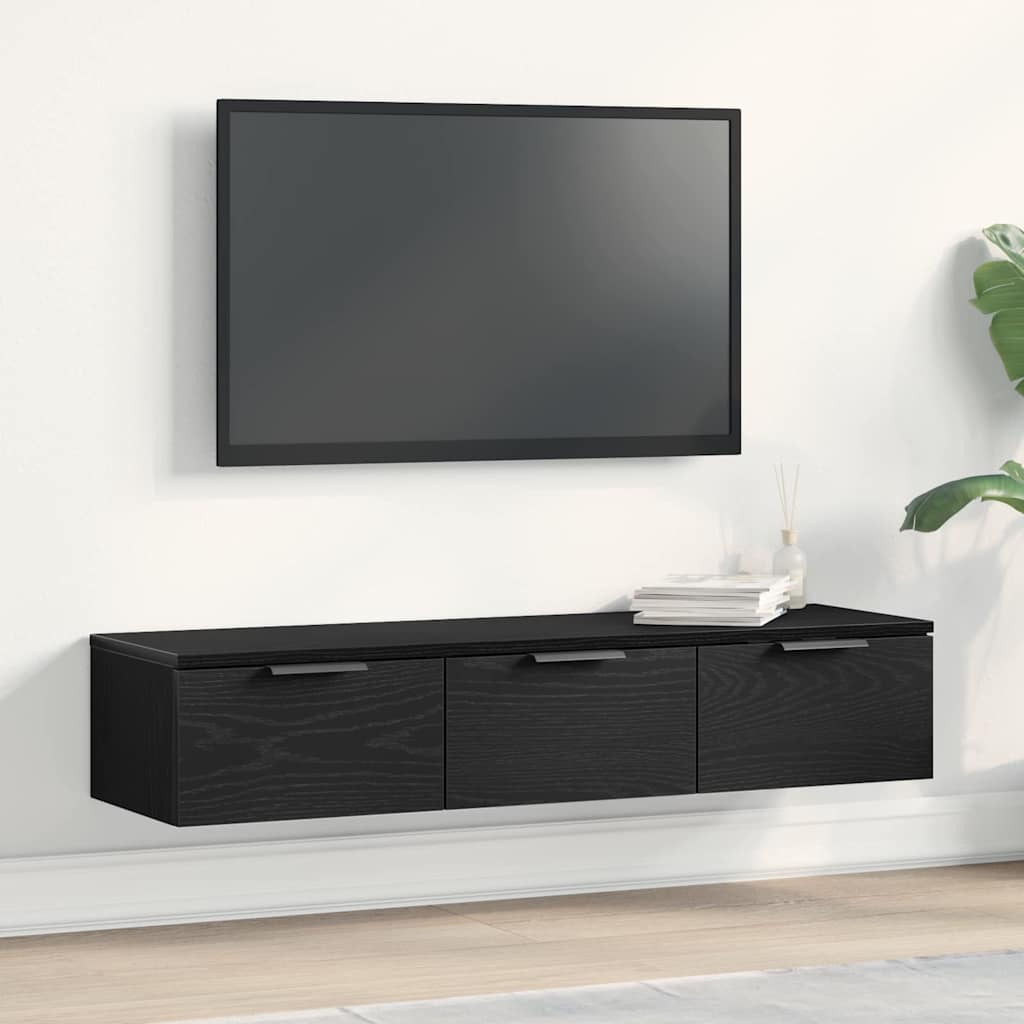 Fali Szekrény fiókkal Fekete tölgy 102 x 30 x 20 cm Szerelt Fa