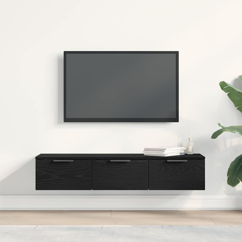Fali Szekrény fiókkal Fekete tölgy 102 x 30 x 20 cm Szerelt Fa