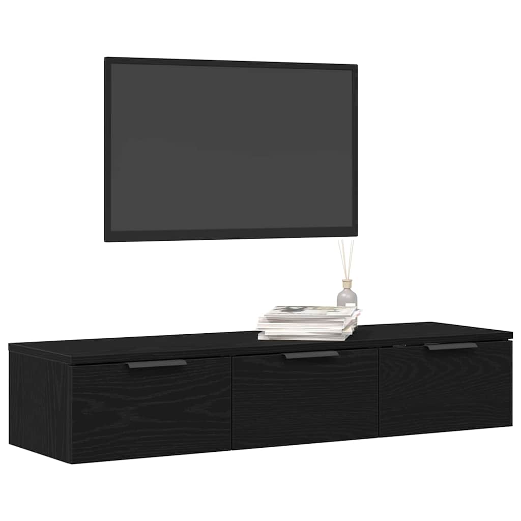 Fali Szekrény fiókkal Fekete tölgy 102 x 30 x 20 cm Szerelt Fa