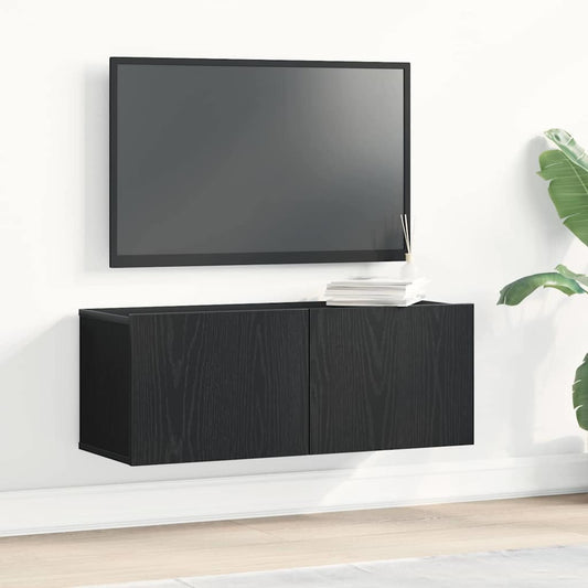 TV szekrény 2 pcs Fekete tölgy 80 x 30 x 30 cm Faanyag