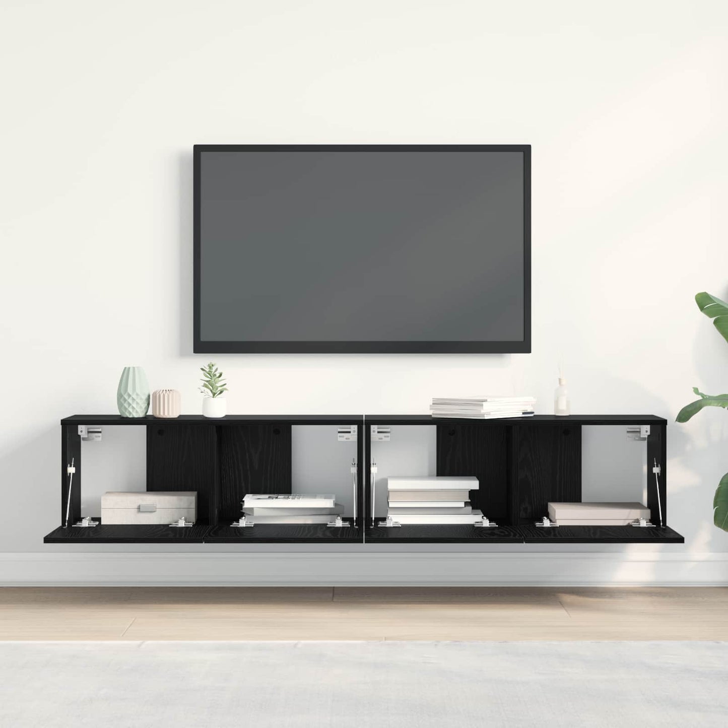 TV szekrény 2 db Fekete tölgy Szerelt Fa