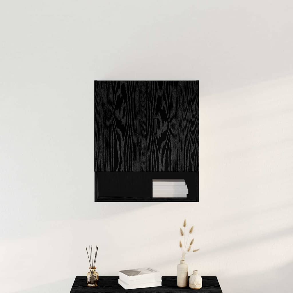 Fali Szekrény 60 x 30 x 70 cm Szerelt Fa Fekete tölgy