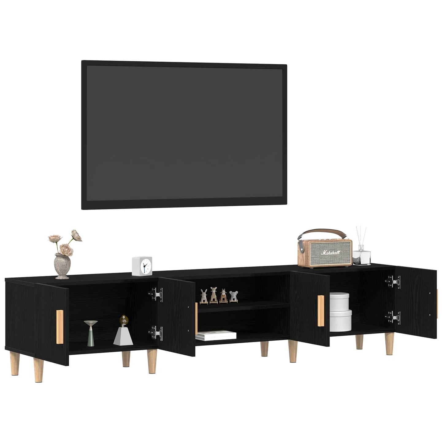 TV szekrény 180 x 31,5 x 40 cm Fekete tölgy Szerelt Fa