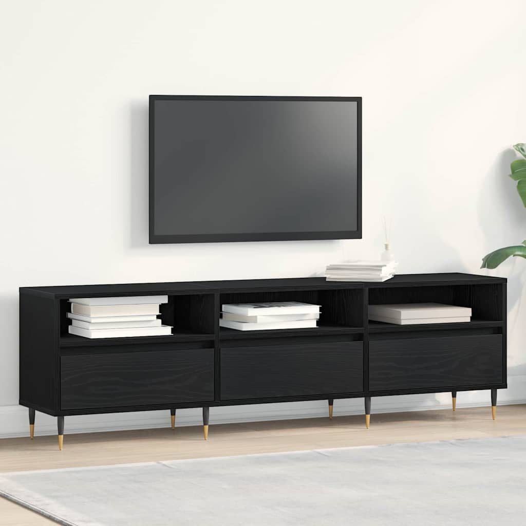 TV szekrény fiókkal Fekete tölgy 150 x 30 x 44,5 cm Faanyag
