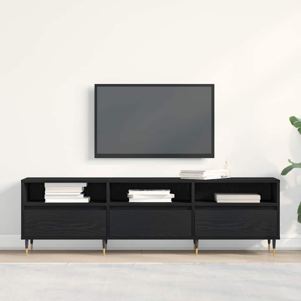 TV szekrény fiókkal Fekete tölgy 150 x 30 x 44,5 cm Faanyag