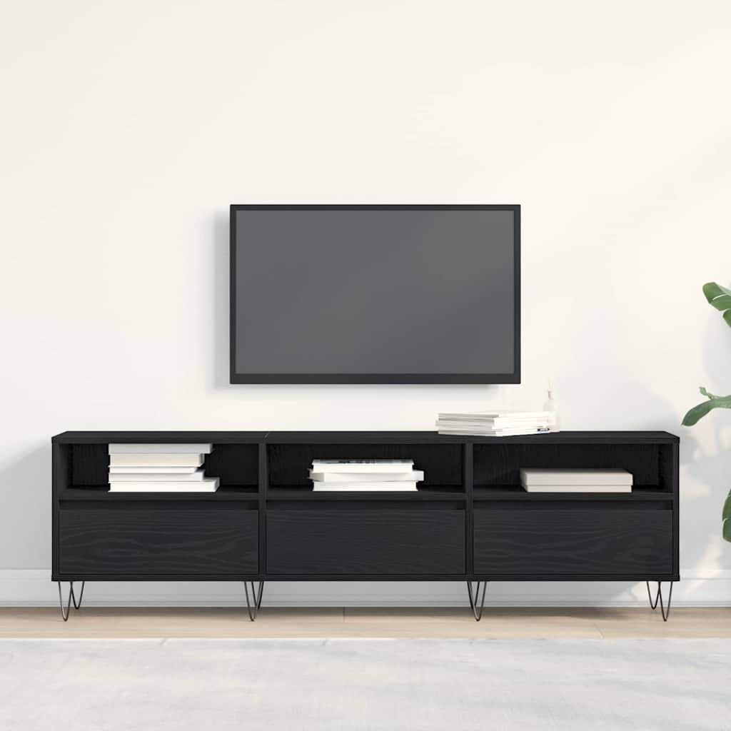 TV szekrény 150 x 30 x 44,5 cm Fekete tölgy Szerelt Fa