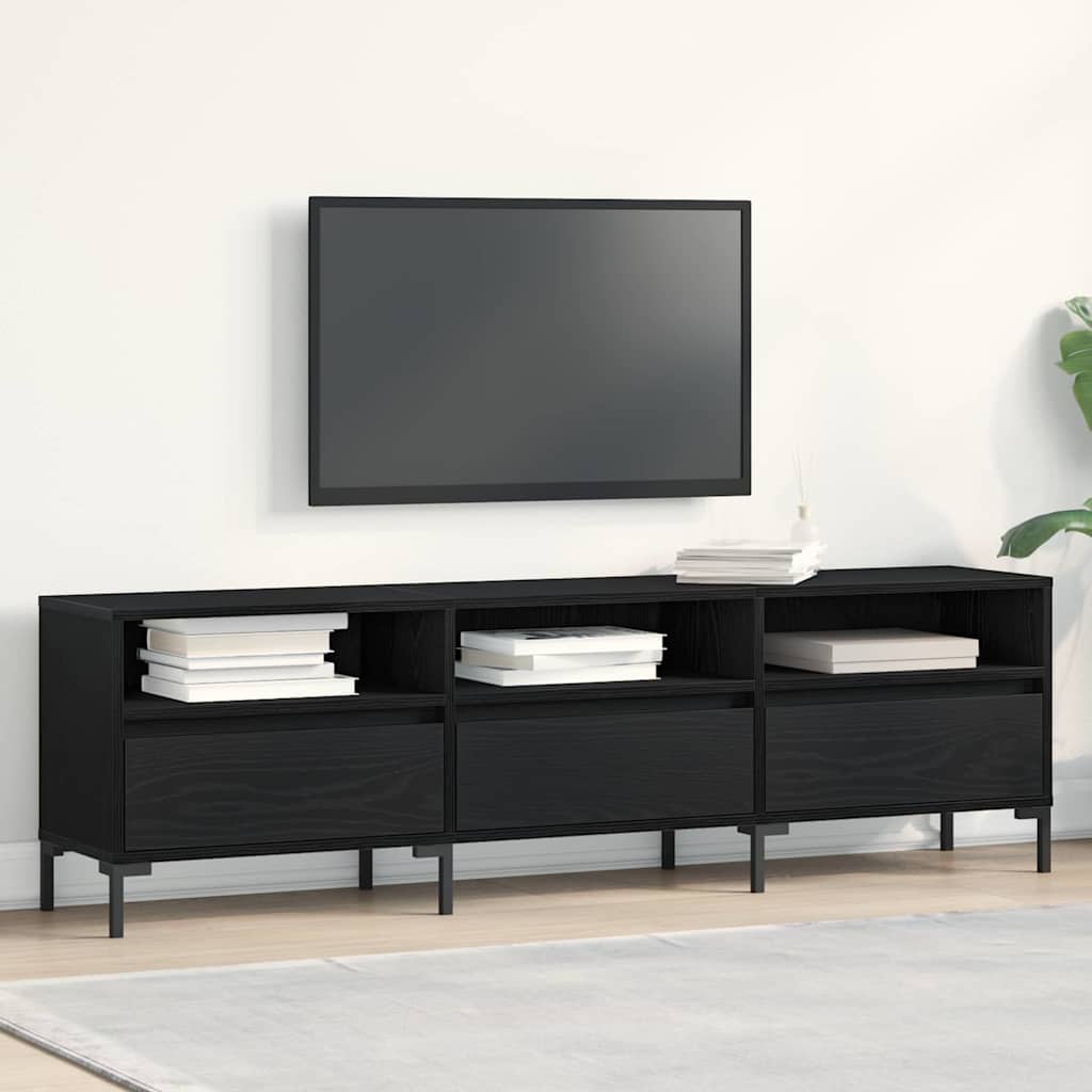TV szekrény 150 x 30 x 44,5 cm Fekete tölgy Szerelt Fa