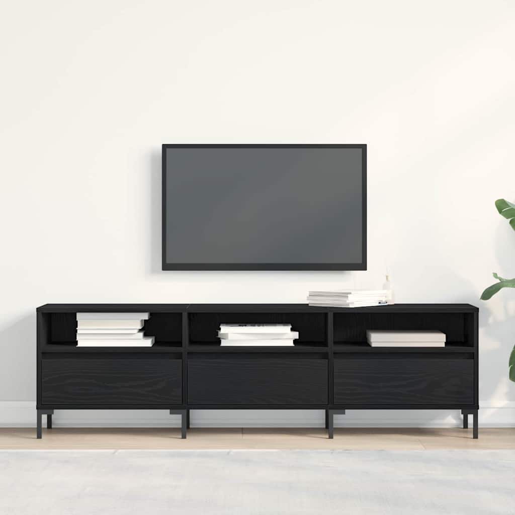 TV szekrény 150 x 30 x 44,5 cm Fekete tölgy Szerelt Fa