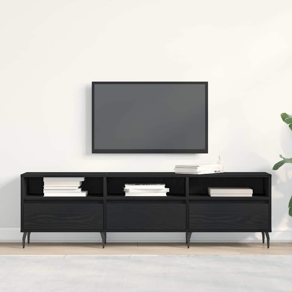 TV szekrény 150 x 30 x 44,5 cm Fekete tölgy Szerelt Fa