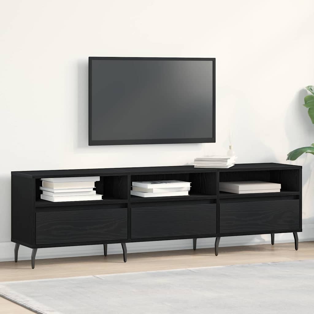 TV szekrény 150 x 30 x 44,5 cm Fekete tölgy Szerelt Fa