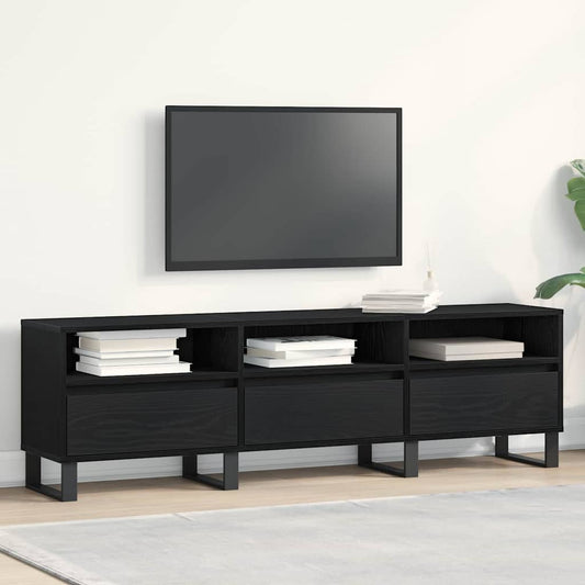 TV szekrény fiókkal Fekete tölgy 150 x 30 x 44,5 cm Faanyag