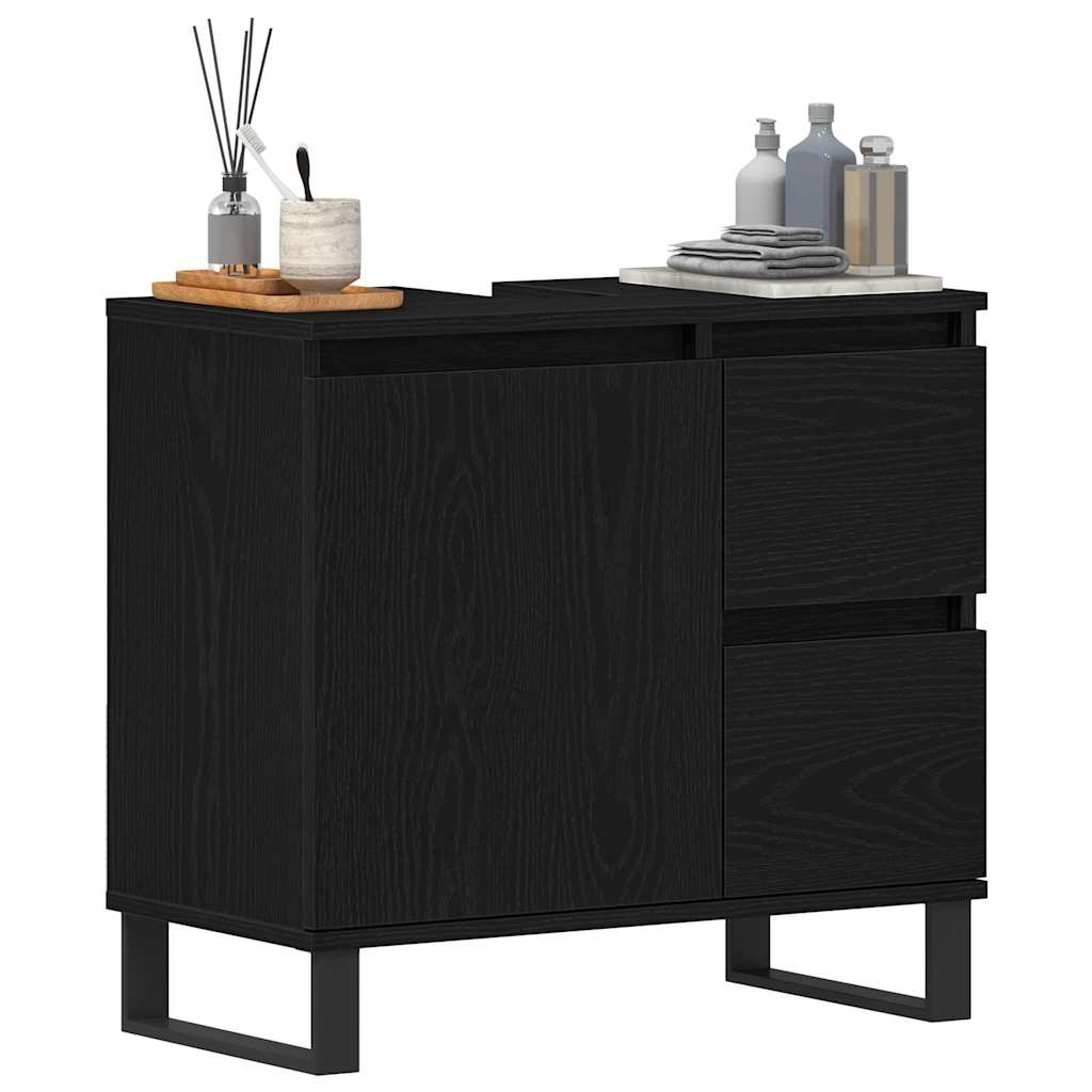 Fürdőszobai mosdószekrény Fekete tölgy 65 x 33 x 60 cm Faanyag