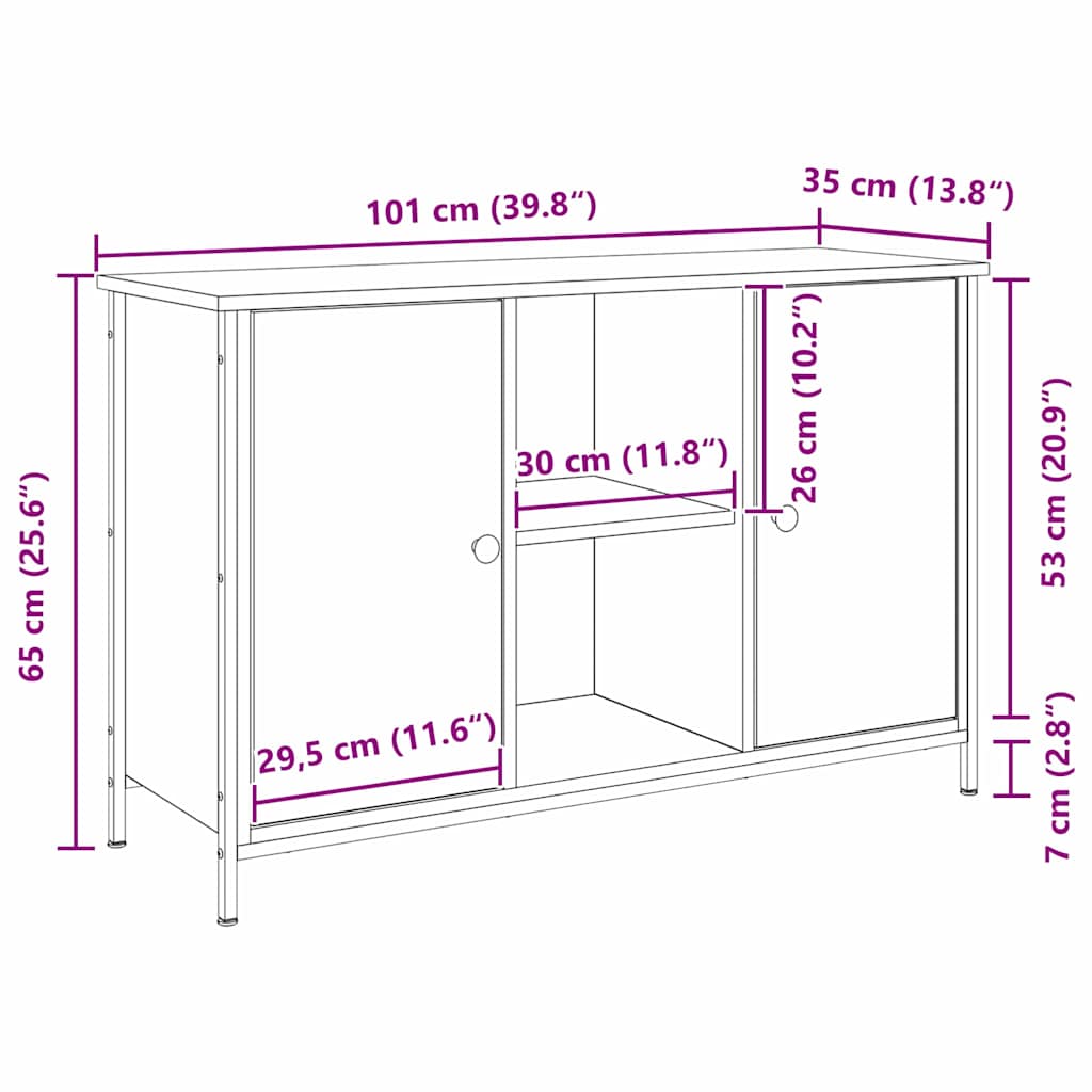 TV szekrény garnitúra 101 x 35 x 65 cm Öreg fa Szerelt Fa