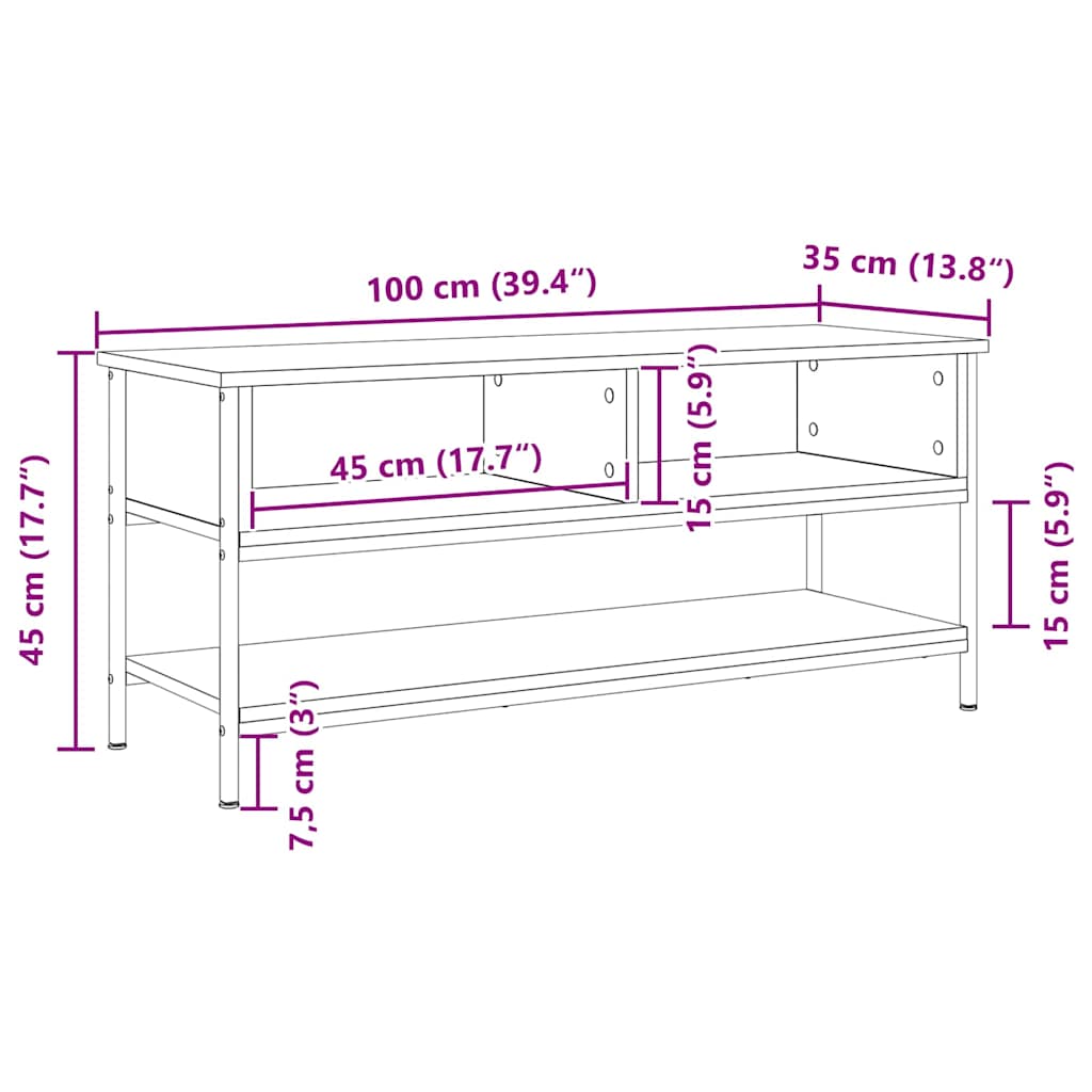 TV szekrény garnitúra 100 x 35 x 45 cm Fekete tölgy Szerelt Fa