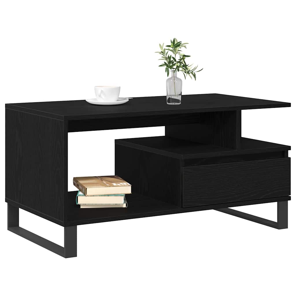 Dohányzóasztal fiókkal Fekete tölgy 90 x 49 x 45 cm Faanyag