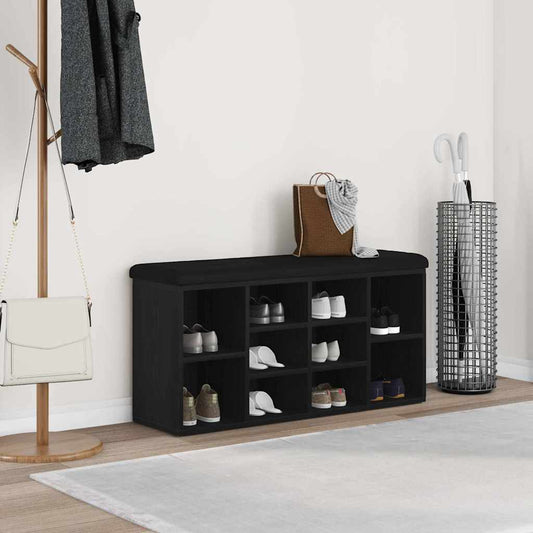 Cipőpad polcokkal Fekete tölgy 102 x 32 x 50 cm Faanyag