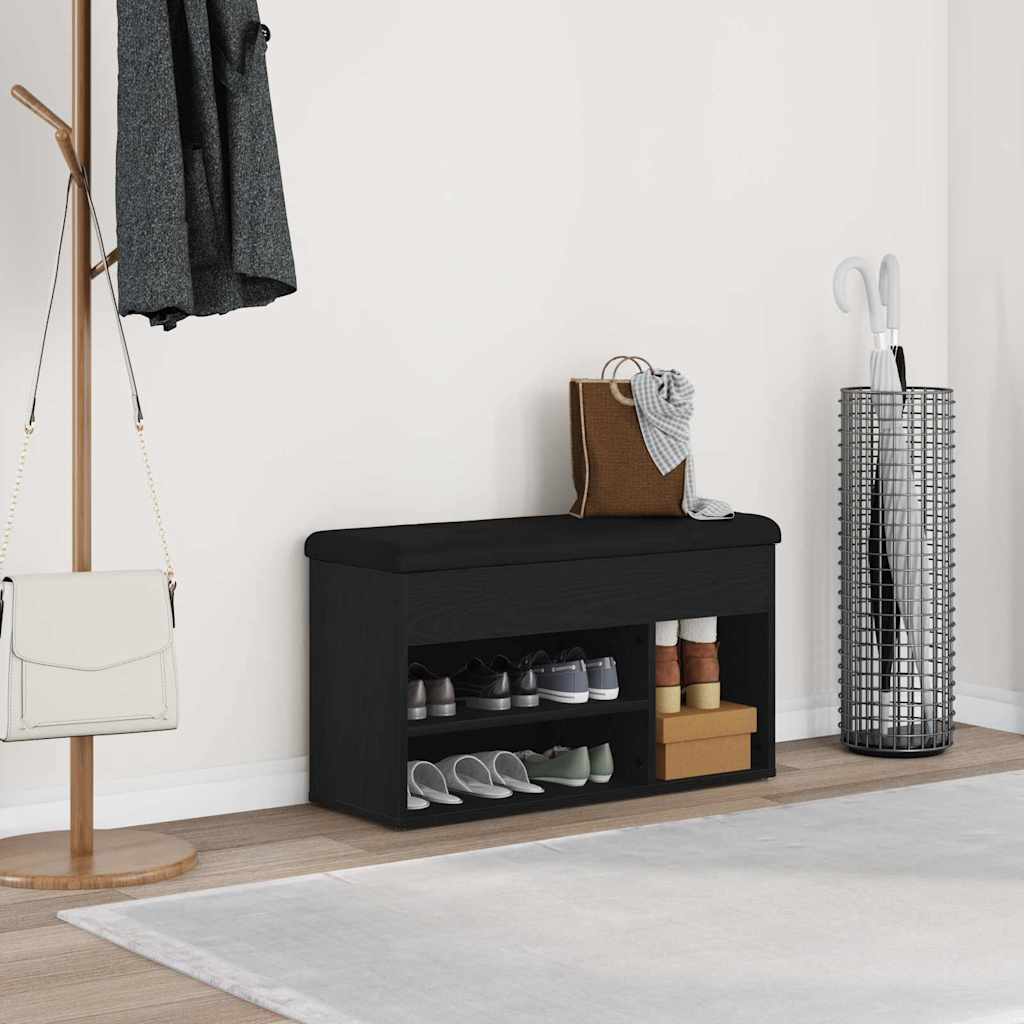 Cipőpad Fekete 80 x 30 x 45 cm Szerelt Fa