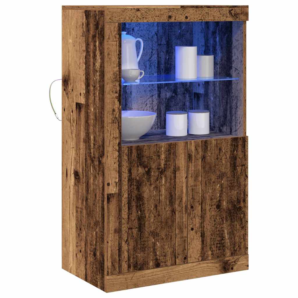 LED tálaló 60,5 x 37 x 100 cm Szerelt Fa Öreg fa