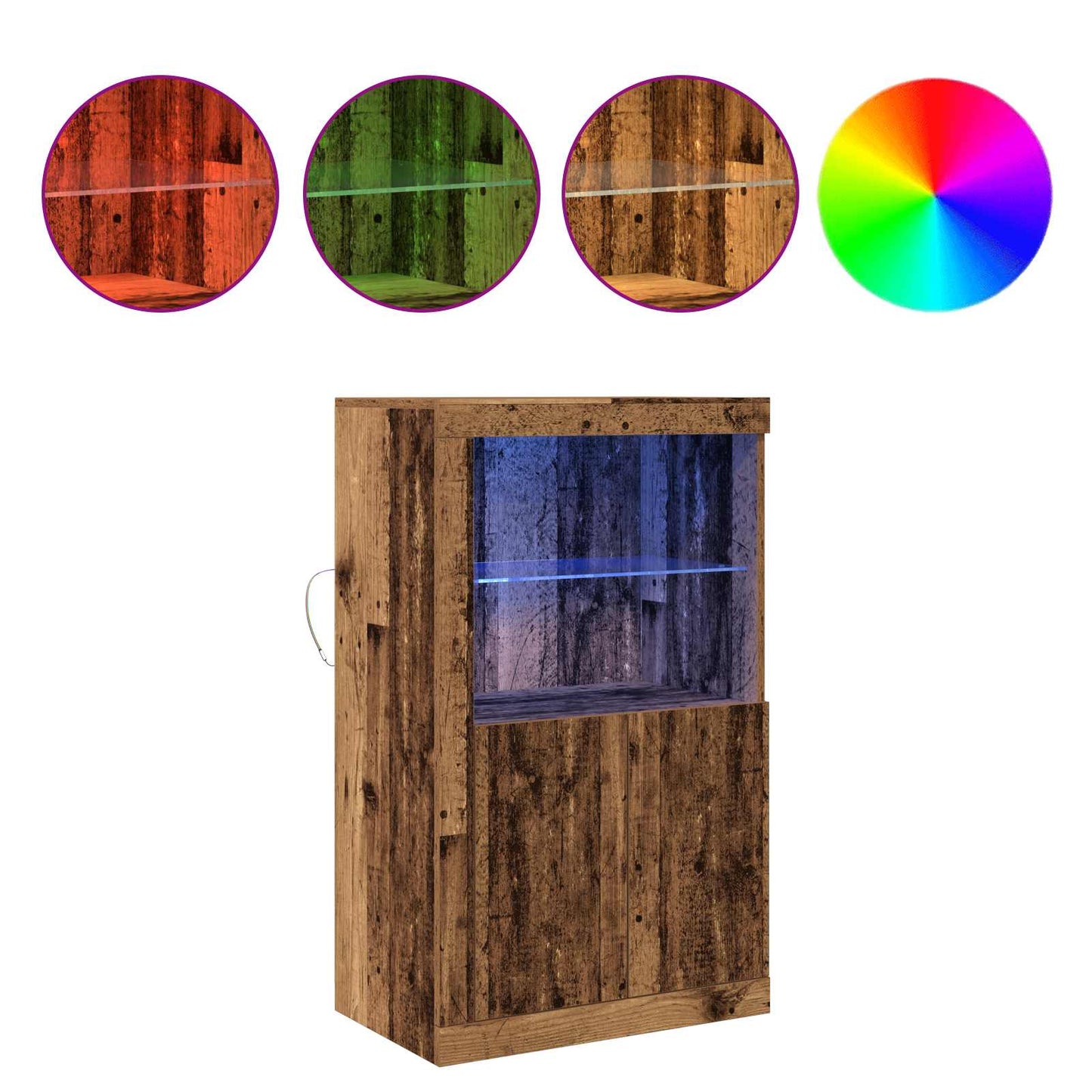 LED tálaló 60,5 x 37 x 100 cm Szerelt Fa Öreg fa