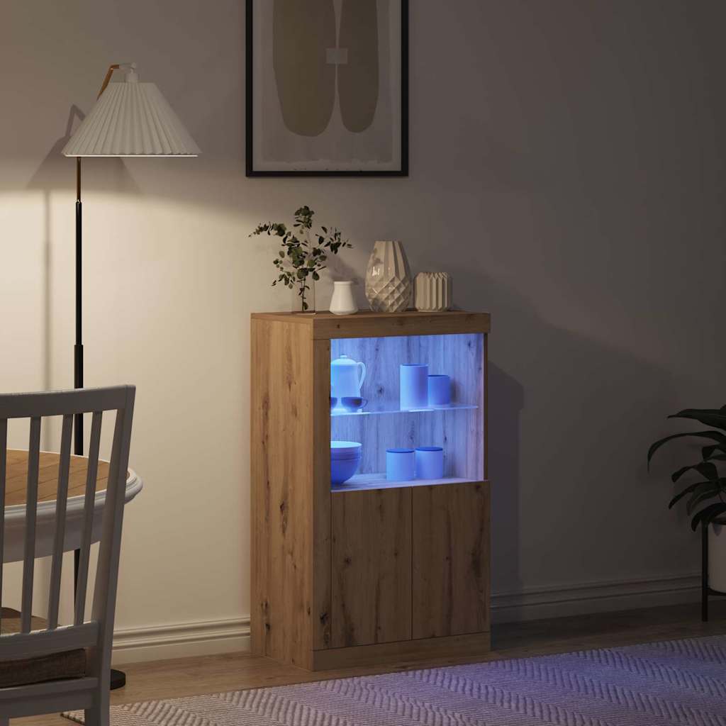 LED tálaló 60,5 x 37 x 100 cm Szerelt Fa Artisan tölgy
