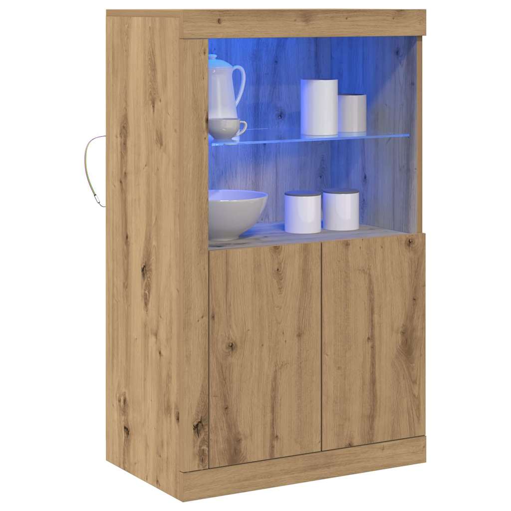 LED tálaló 60,5 x 37 x 100 cm Szerelt Fa Artisan tölgy