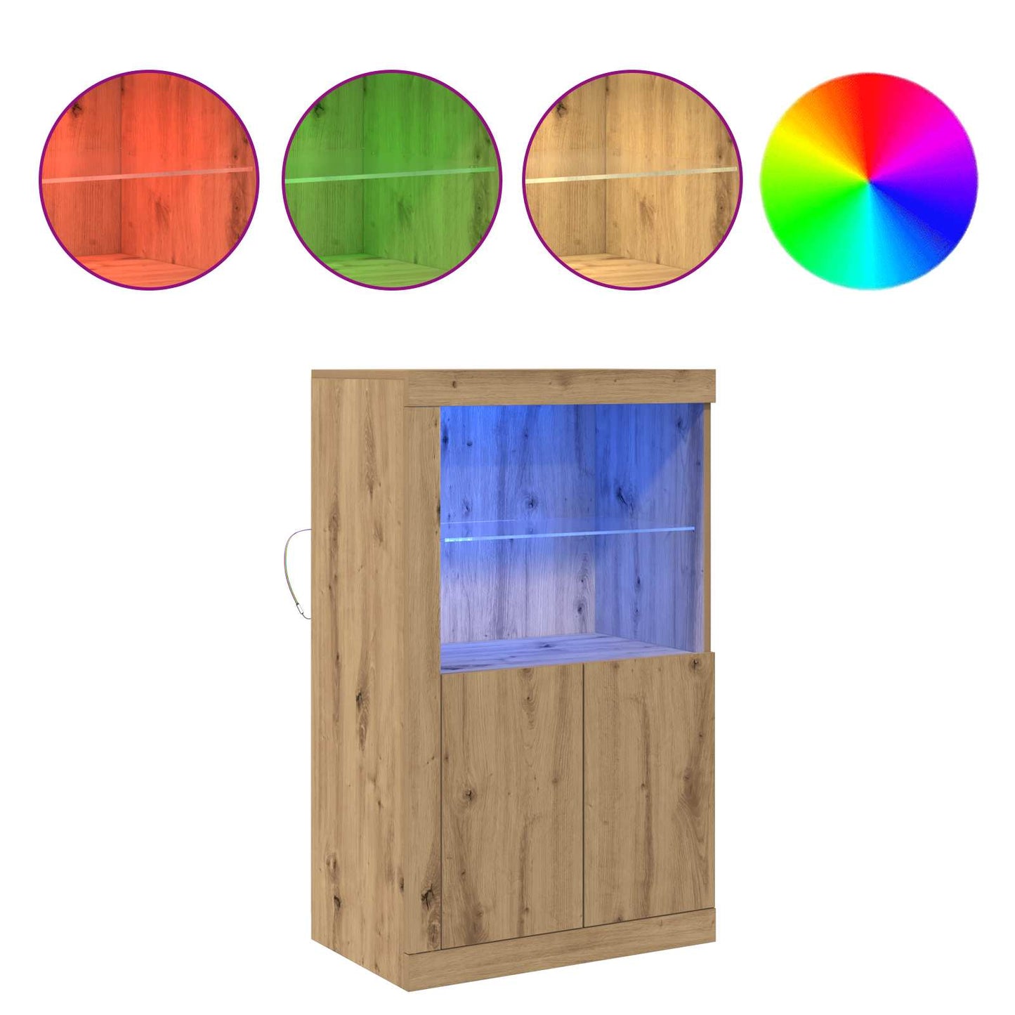 LED tálaló 60,5 x 37 x 100 cm Szerelt Fa Artisan tölgy
