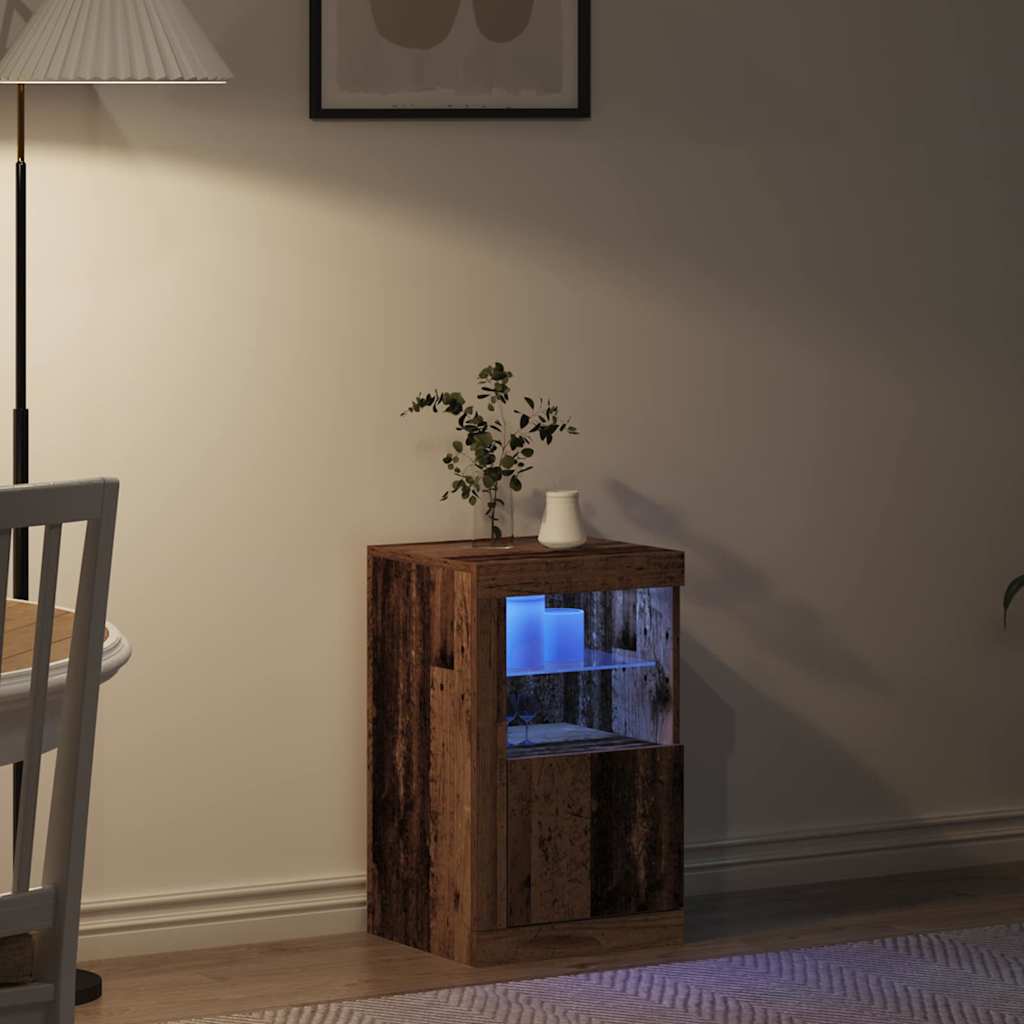 LED tálaló 41 x 37 x 67 cm Szerelt Fa Öreg fa