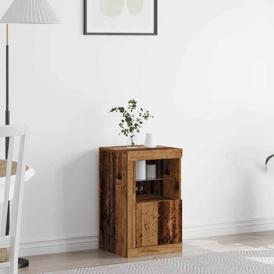 LED tálaló LED -es lámpákkal Öreg fa 41 x 37 x 67 cm Faanyag