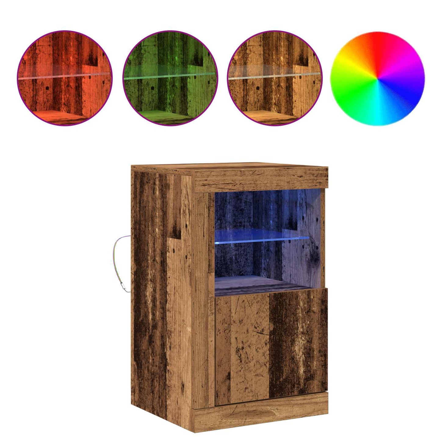 LED tálaló 41 x 37 x 67 cm Szerelt Fa Öreg fa