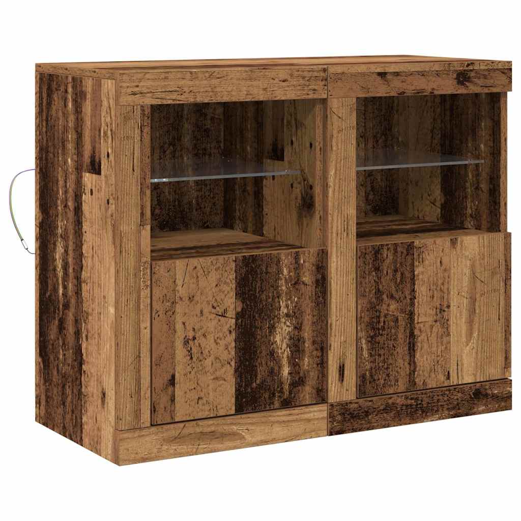 LED tálaló 2 db 41 x 37 x 67 cm Szerelt Fa Öreg fa