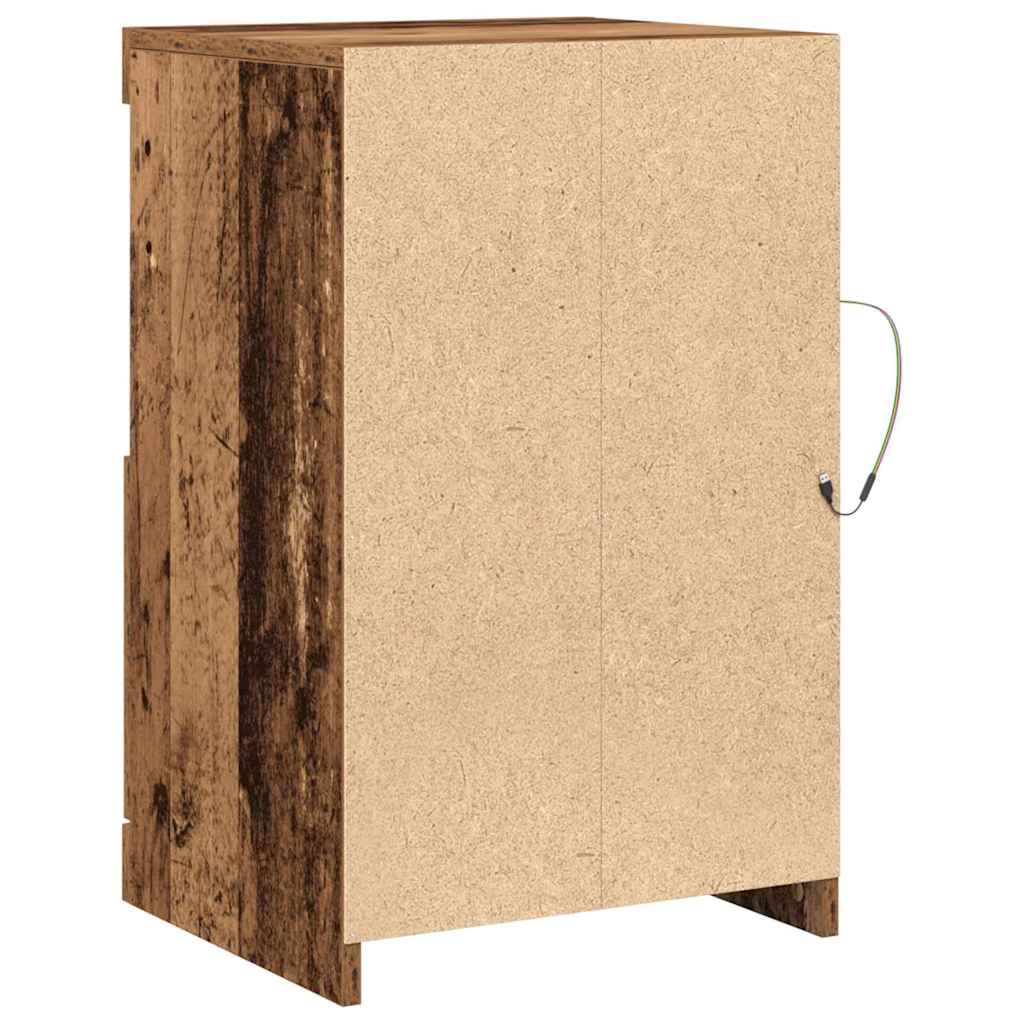 LED tálaló 2 db 41 x 37 x 67 cm Szerelt Fa Öreg fa