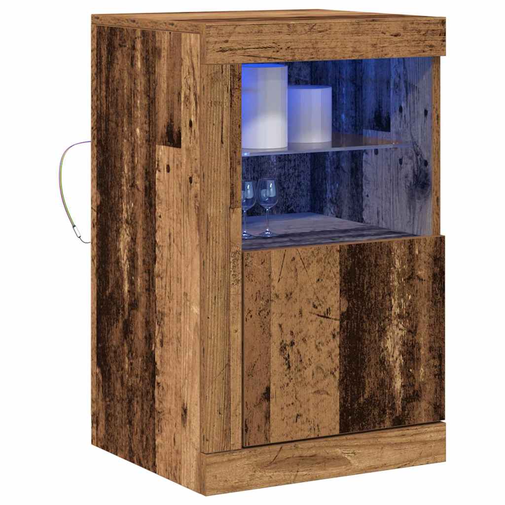 LED tálaló 2 db 41 x 37 x 67 cm Szerelt Fa Öreg fa