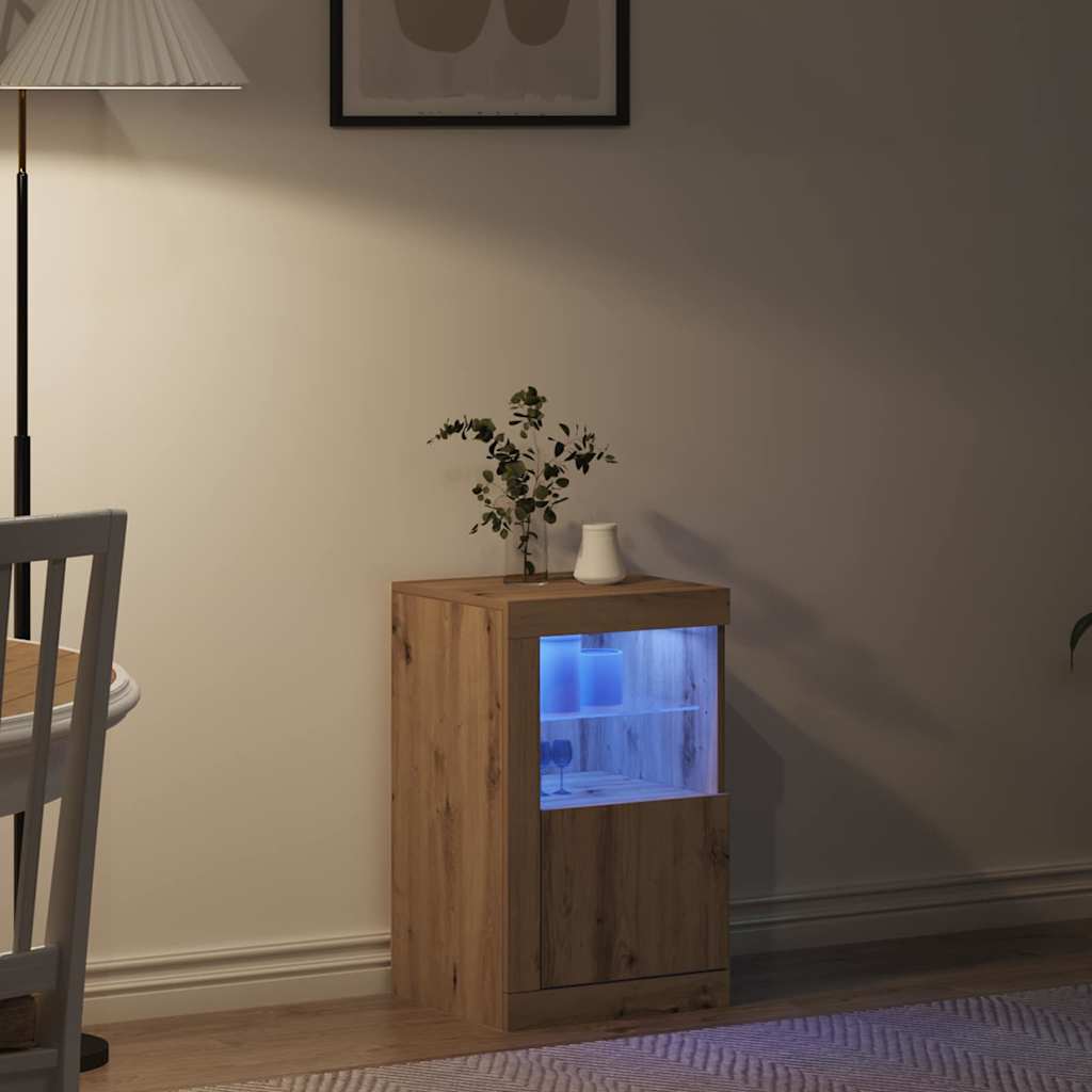 LED tálaló 41 x 37 x 67 cm Szerelt Fa Artisan tölgy