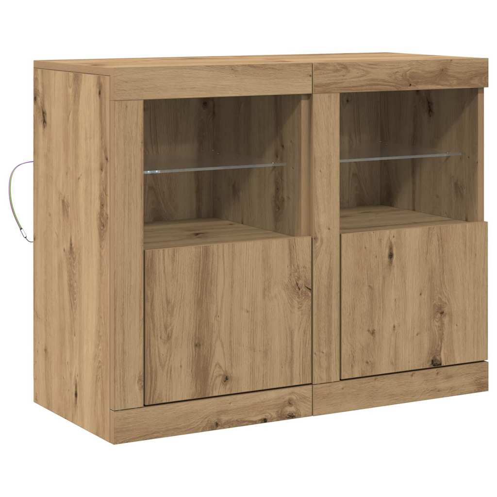 LED tálaló 2 db 41 x 37 x 67 cm Szerelt Fa Artisan tölgy