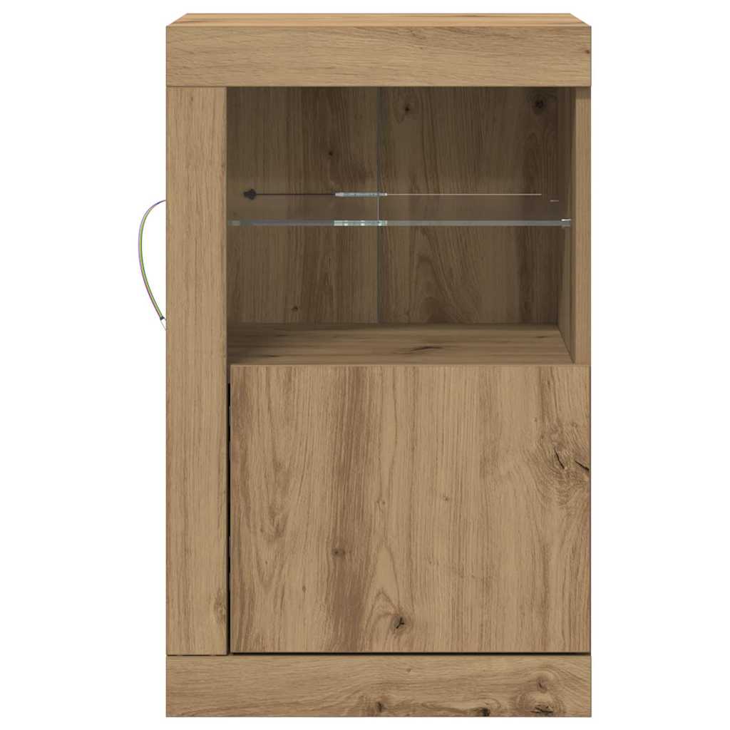LED tálaló 2 db 41 x 37 x 67 cm Szerelt Fa Artisan tölgy