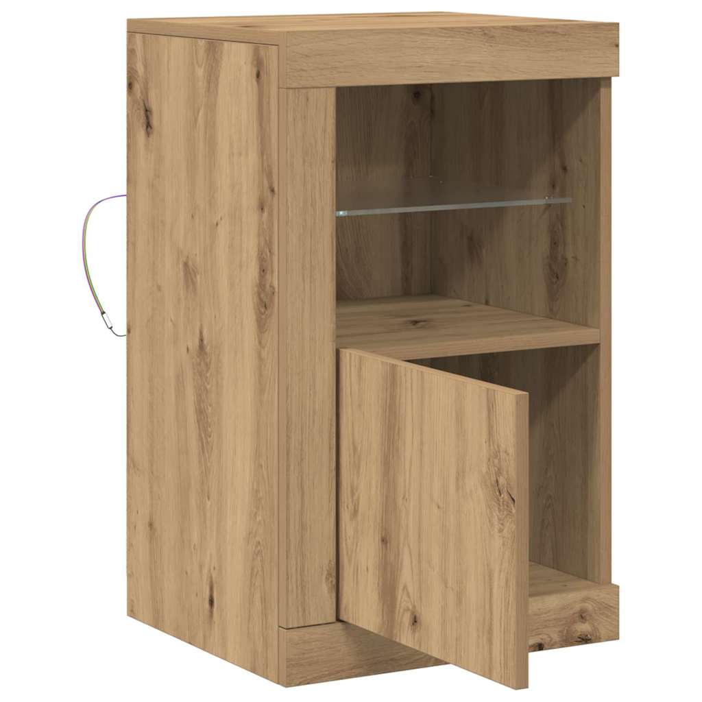 LED tálaló 2 db 41 x 37 x 67 cm Szerelt Fa Artisan tölgy