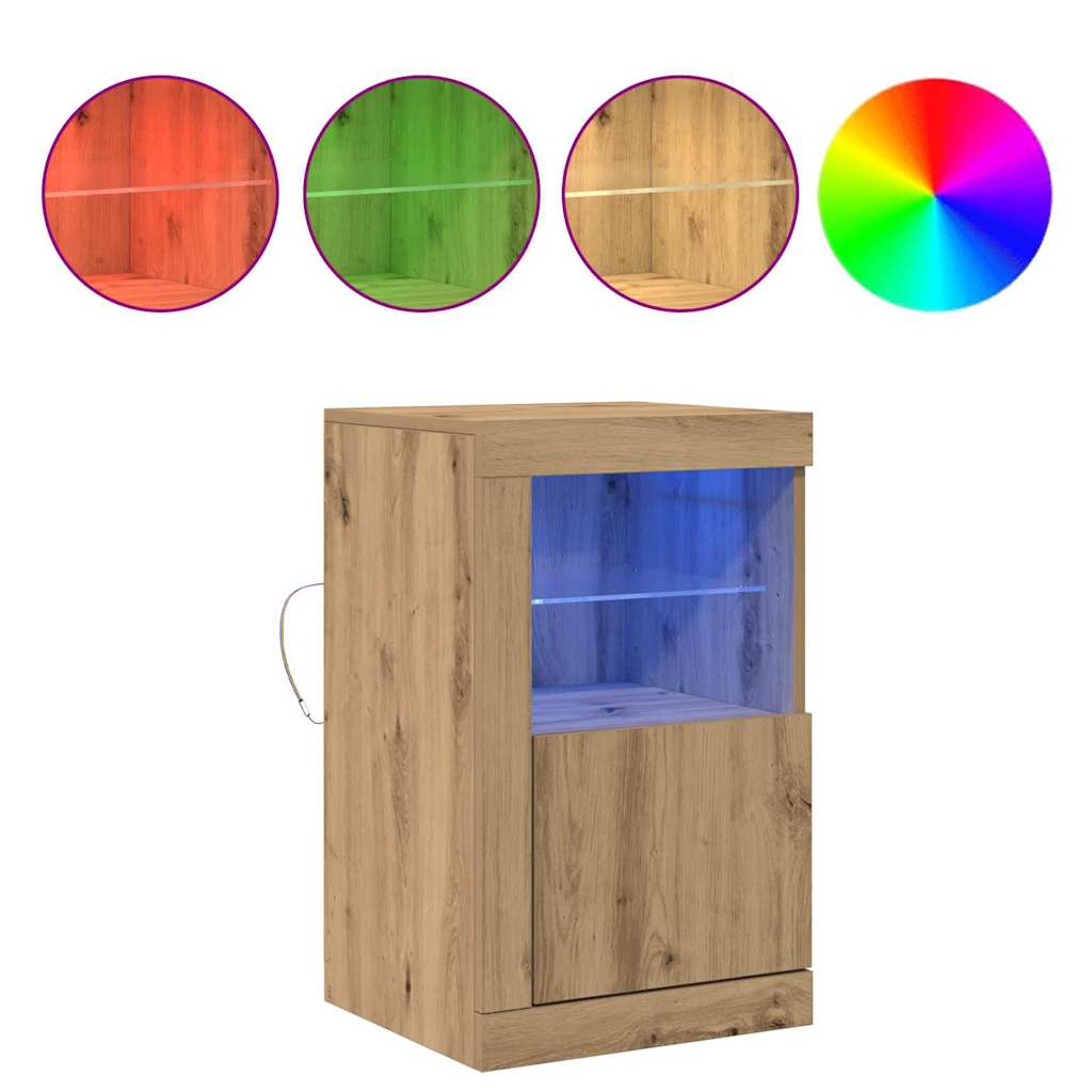 LED tálaló 2 db 41 x 37 x 67 cm Szerelt Fa Artisan tölgy