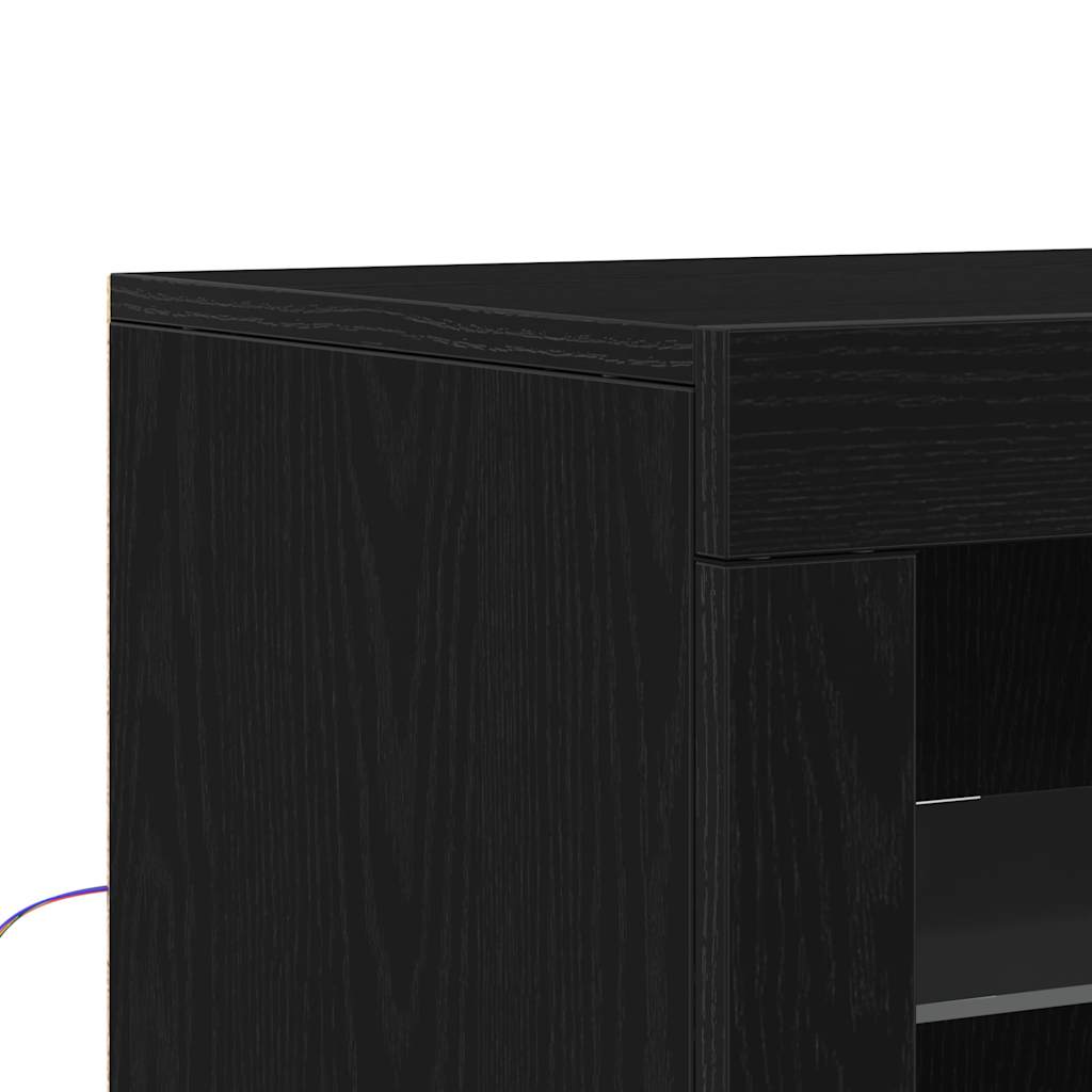 LED tálaló 41 x 37 x 67 cm Szerelt Fa Fekete tölgy